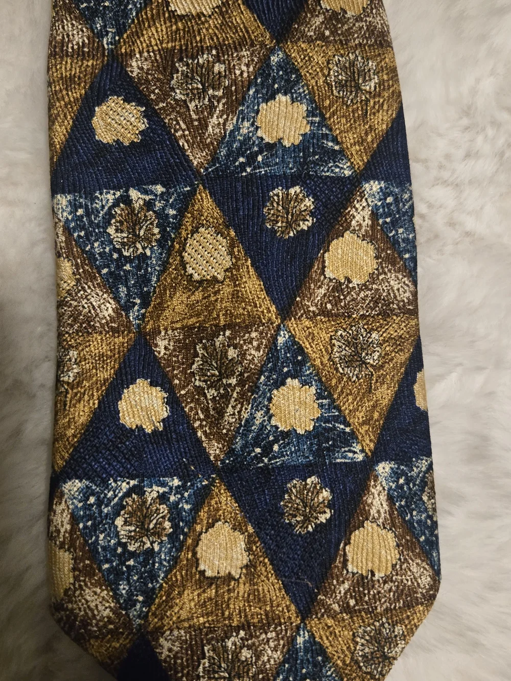 Ermenegildo Zegna Navy and Gold Geometric Silk Tie